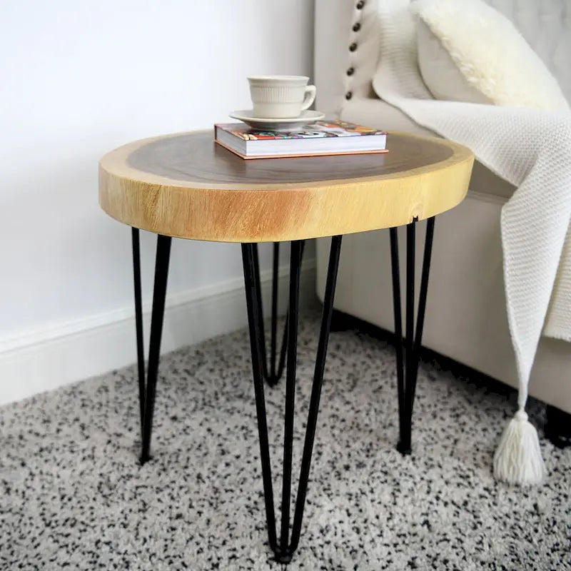 Natürlicher Massivholz Couchtisch Beistelltisch, rund