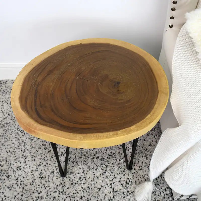Natürlicher Massivholz Couchtisch Beistelltisch, rund
