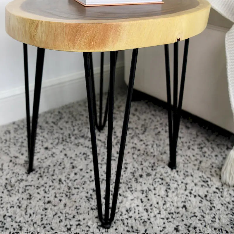 Natürlicher Massivholz Couchtisch Beistelltisch, rund