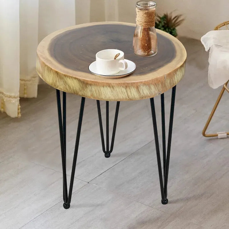 Natürlicher Massivholz Couchtisch Beistelltisch, rund