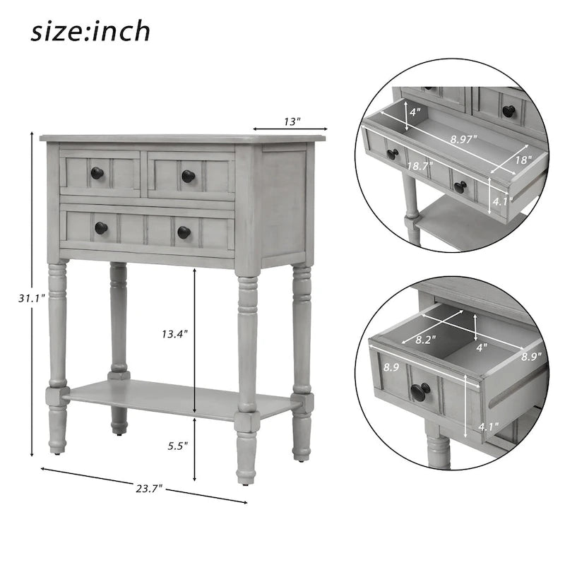 Copper Grove Colby Konsolentisch mit 3 Schubladen und unterer Ablage