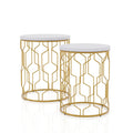 Quarn Modernes zweiteiliges Set aus 16-Zoll-Stahl-Rundnesting-Tischen von Furniture of America