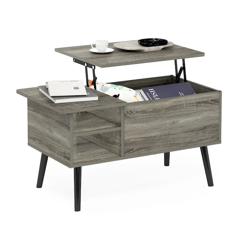 Furinno Jensen Couchtisch mit Hebeplatte und Holzbeinen