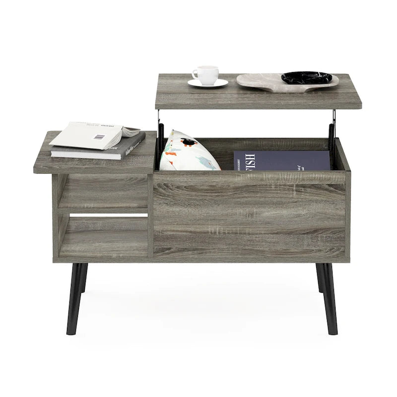 Furinno Jensen Couchtisch mit Hebeplatte und Holzbeinen
