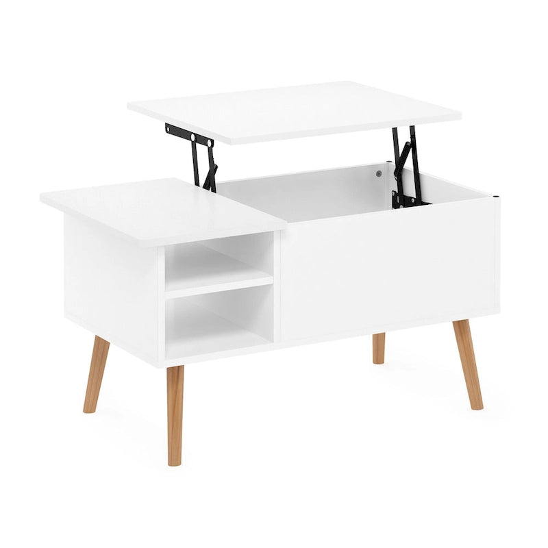 Furinno Jensen Couchtisch mit Hebeplatte und Holzbeinen