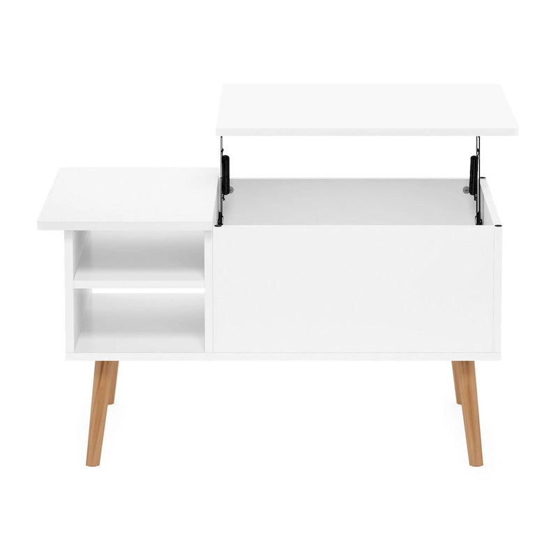 Furinno Jensen Couchtisch mit Hebeplatte und Holzbeinen