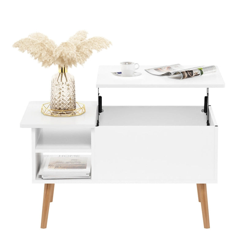 Furinno Jensen Couchtisch mit Hebeplatte und Holzbeinen