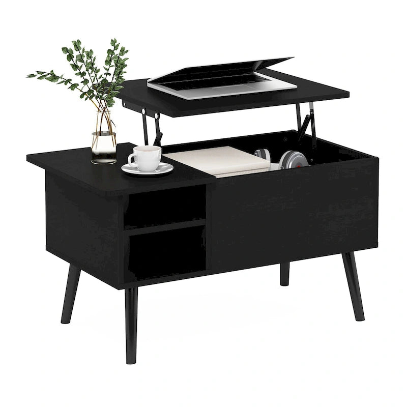 Furinno Jensen Couchtisch mit Hebeplatte und Holzbeinen