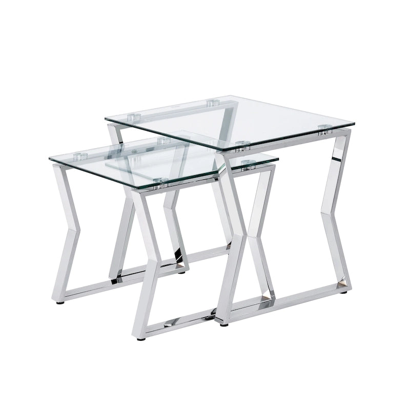 Morfell Contemporary 20-Zoll zweiteiliges Beistelltisch-Set mit Glasplatte von Furniture of America