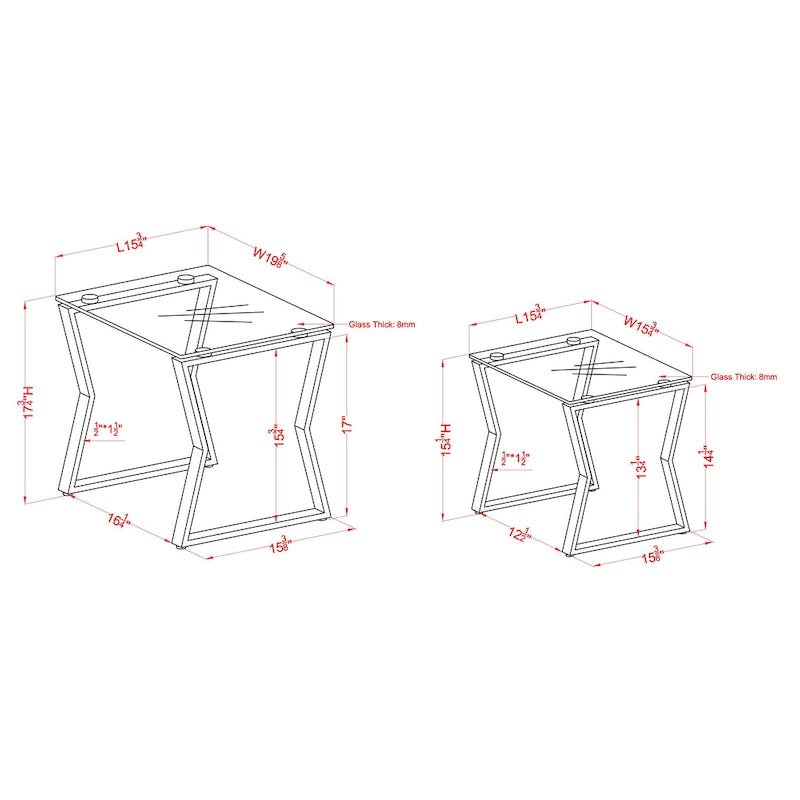 Morfell Contemporary 20-Zoll zweiteiliges Beistelltisch-Set mit Glasplatte von Furniture of America