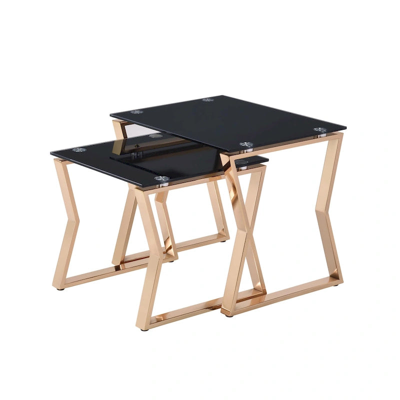 Morfell Contemporary 20-Zoll zweiteiliges Beistelltisch-Set mit Glasplatte von Furniture of America