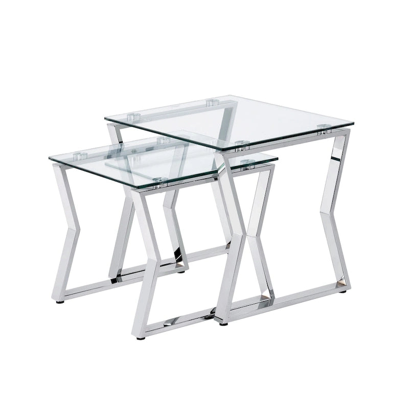 Morfell Contemporary 20-Zoll zweiteiliges Beistelltisch-Set mit Glasplatte von Furniture of America
