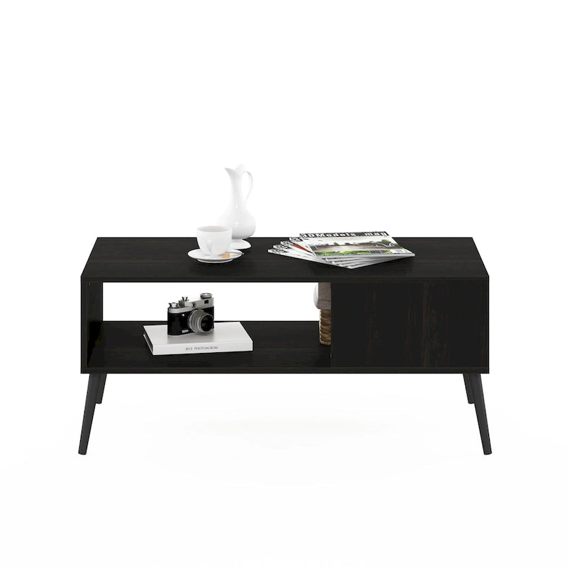 Furinno Claude Couchtisch im Mid-Century-Stil mit Holzbeinen