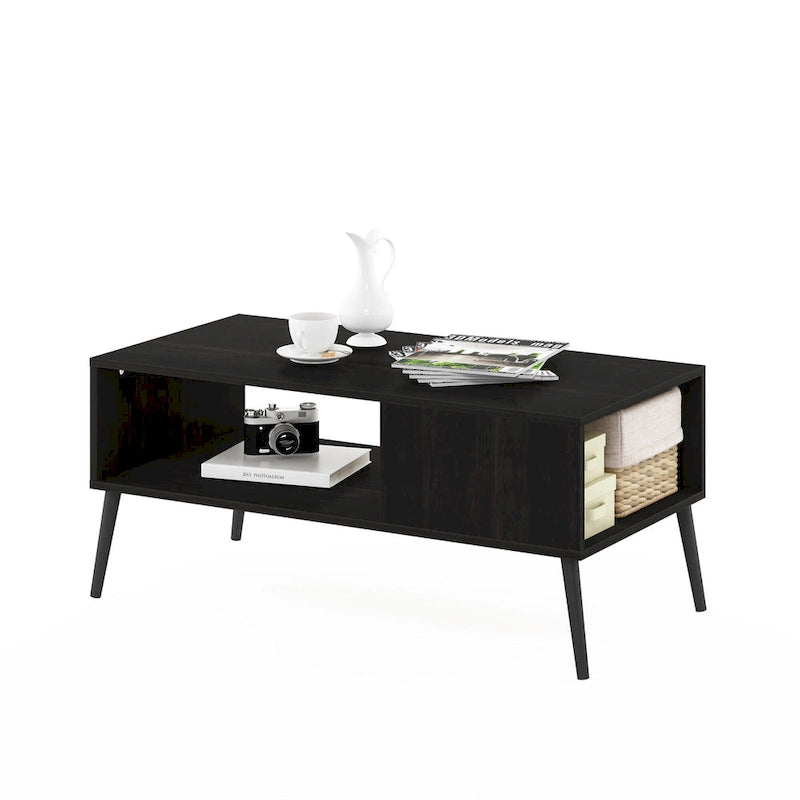 Furinno Claude Couchtisch im Mid-Century-Stil mit Holzbeinen