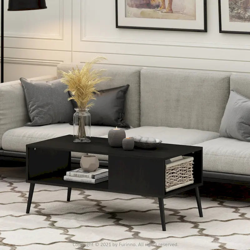 Furinno Claude Couchtisch im Mid-Century-Stil mit Holzbeinen