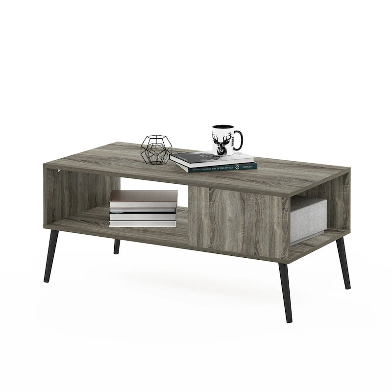 Furinno Claude Couchtisch im Mid-Century-Stil mit Holzbeinen