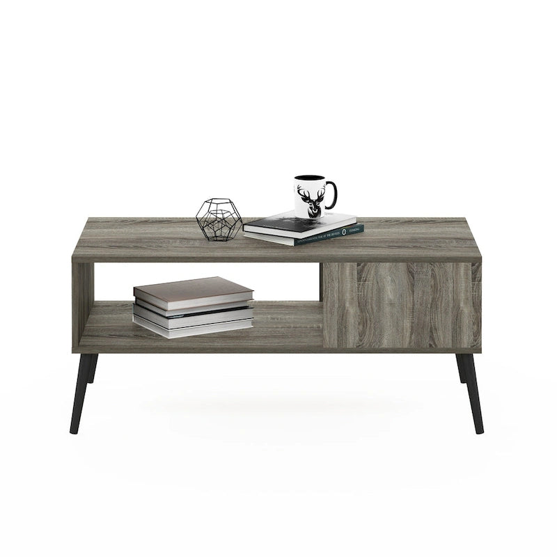 Furinno Claude Couchtisch im Mid-Century-Stil mit Holzbeinen