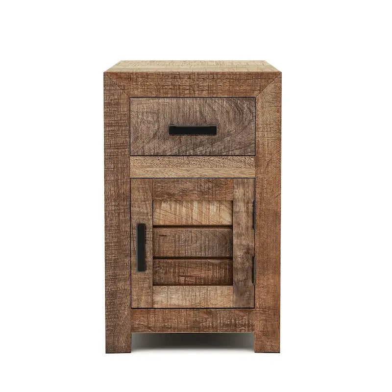 Anaisha Rustikaler Beistelltisch aus massivem Holz, warme Naturtöne, 58 cm, mit Stauraum, von Furniture of America
