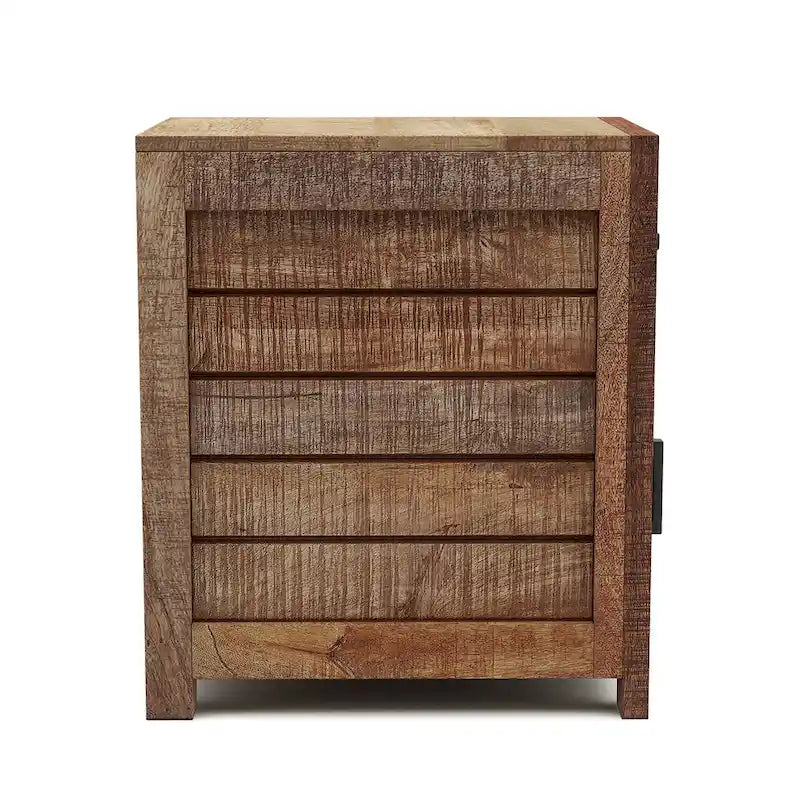 Anaisha Rustikaler Beistelltisch aus massivem Holz, warme Naturtöne, 58 cm, mit Stauraum, von Furniture of America