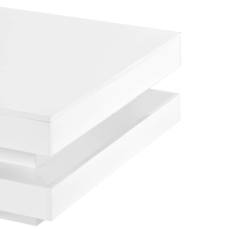 Hochglanz minimalistisches Design 2-stöckiger quadratischer Couchtisch mit steckbaren 16-farbigen LED-Leuchten Beistelltisch für das Wohnzimmer