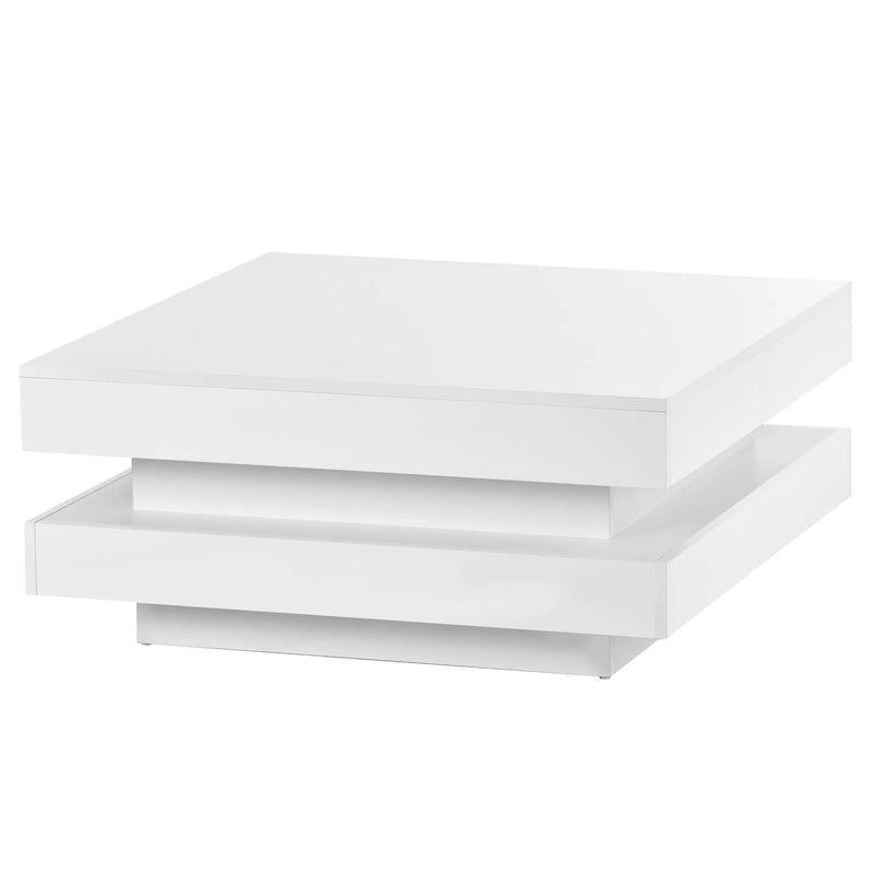 Hochglanz minimalistisches Design 2-stöckiger quadratischer Couchtisch mit steckbaren 16-farbigen LED-Leuchten Beistelltisch für das Wohnzimmer
