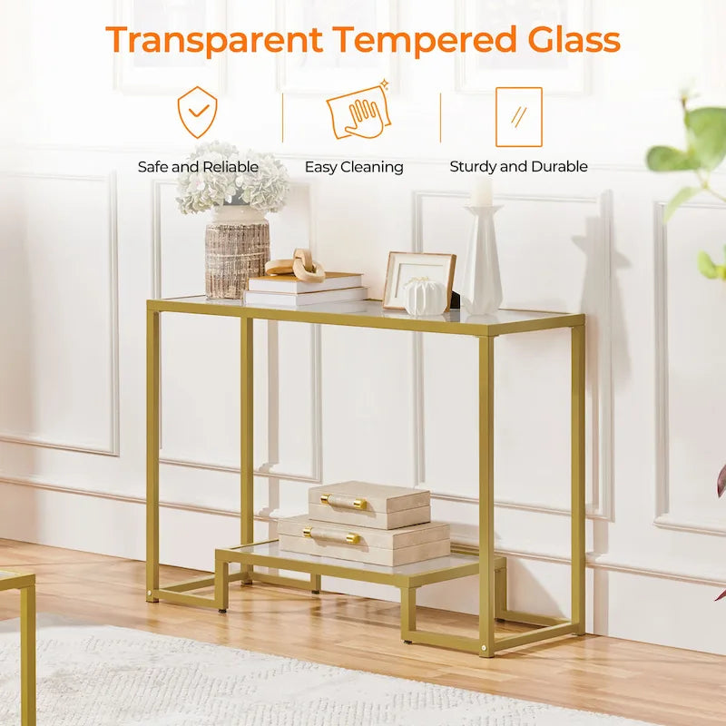 Yaheetech Moderner Konsolentisch aus gehärtetem Glas für den Eingangsbereich