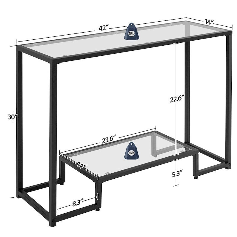 Yaheetech Moderner Konsolentisch aus gehärtetem Glas für den Eingangsbereich