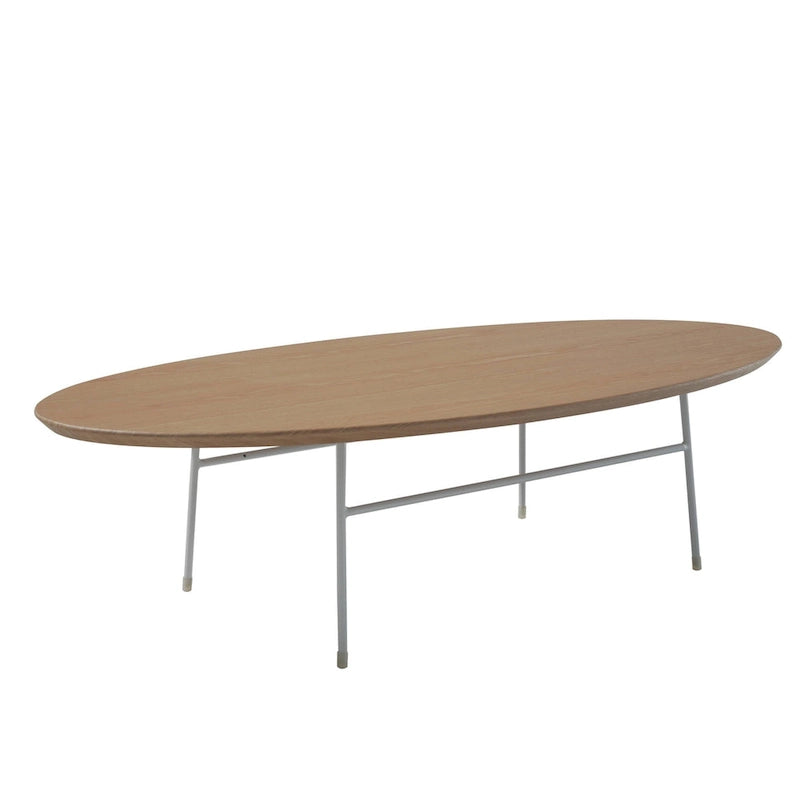 Rossmore Moderner ovaler Akzent-Couchtisch mit weiß pulverbeschichtetem Stahlrahmen für Home Office, Wohnzimmer und Schlafzimmer