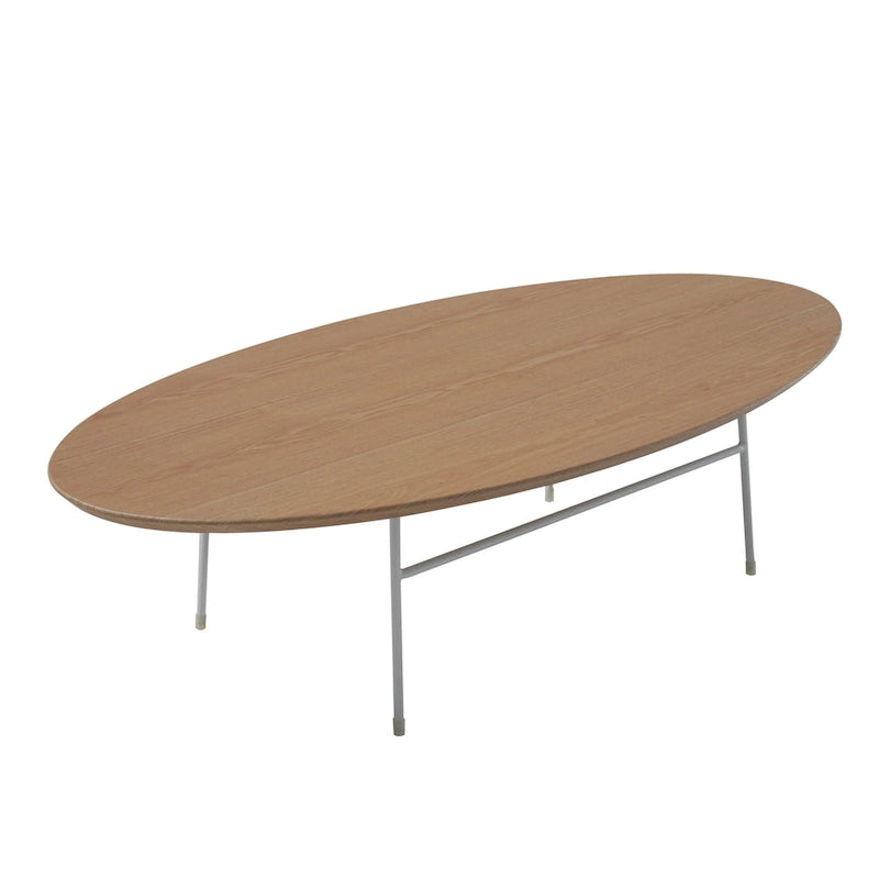 Rossmore Moderner ovaler Akzent-Couchtisch mit weiß pulverbeschichtetem Stahlrahmen für Home Office, Wohnzimmer und Schlafzimmer