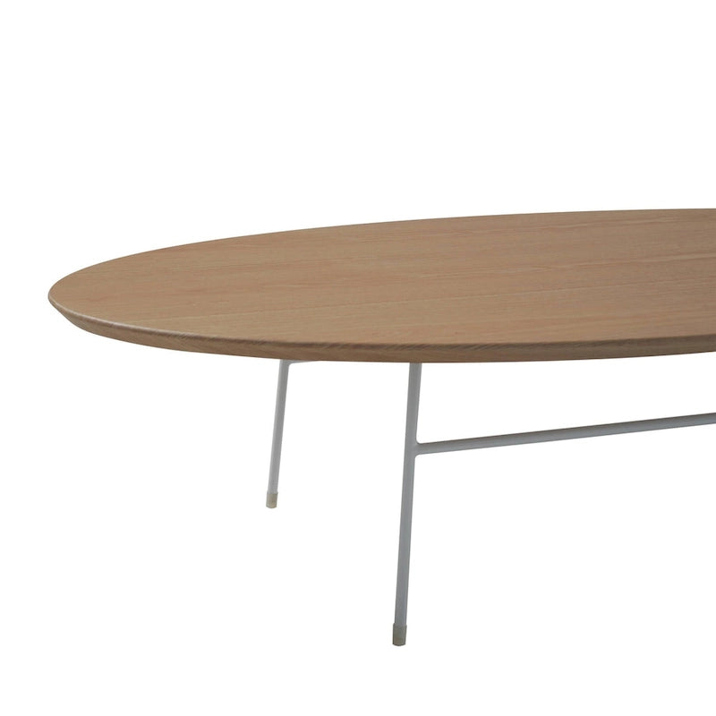 Rossmore Moderner ovaler Akzent-Couchtisch mit weiß pulverbeschichtetem Stahlrahmen für Home Office, Wohnzimmer und Schlafzimmer