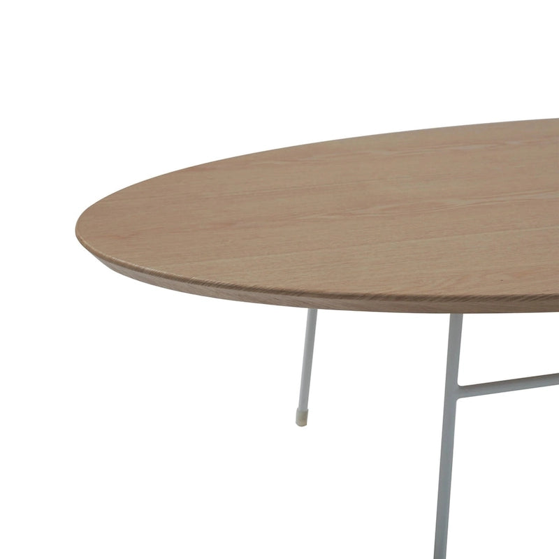Rossmore Moderner ovaler Akzent-Couchtisch mit weiß pulverbeschichtetem Stahlrahmen für Home Office, Wohnzimmer und Schlafzimmer