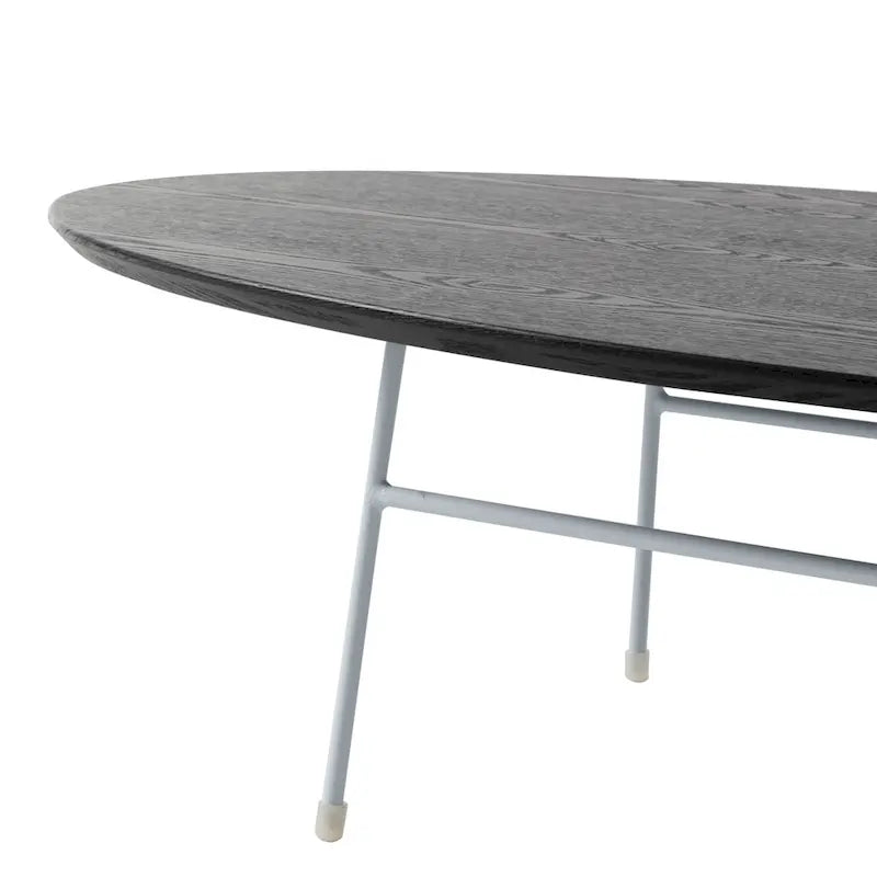 Rossmore Moderner ovaler Akzent-Couchtisch mit weiß pulverbeschichtetem Stahlrahmen für Home Office, Wohnzimmer und Schlafzimmer