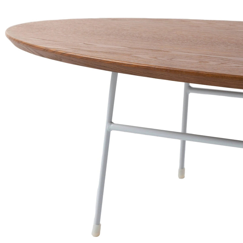 Rossmore Moderner ovaler Akzent-Couchtisch mit weiß pulverbeschichtetem Stahlrahmen für Home Office, Wohnzimmer und Schlafzimmer