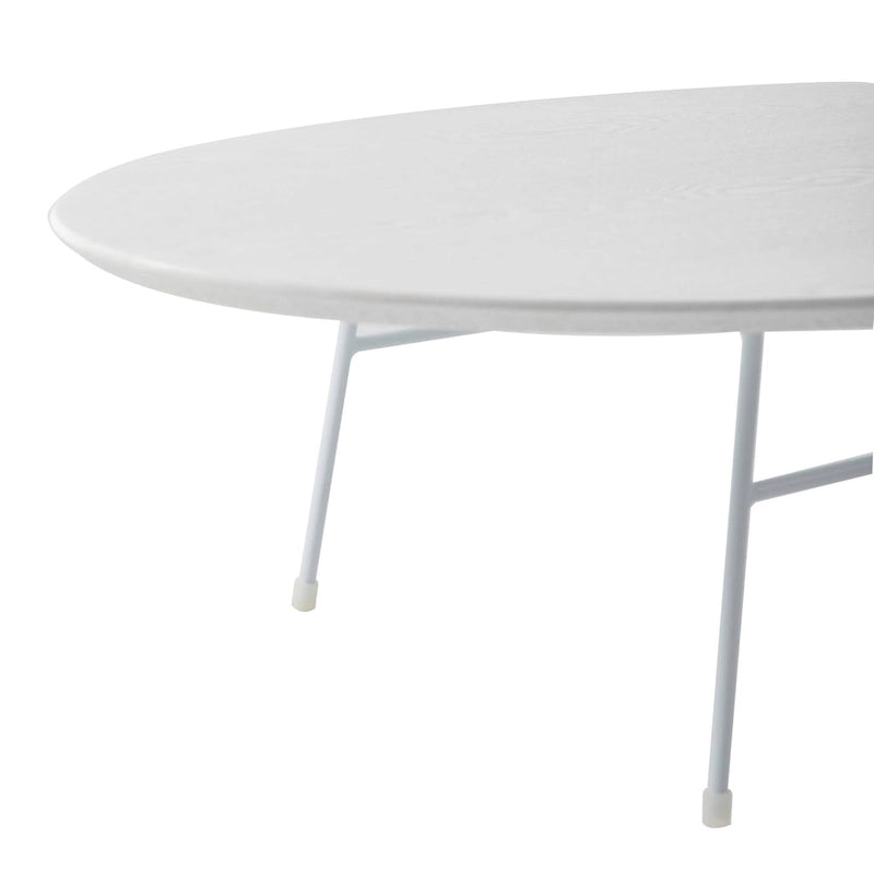 Rossmore Moderner ovaler Akzent-Couchtisch mit weiß pulverbeschichtetem Stahlrahmen für Home Office, Wohnzimmer und Schlafzimmer