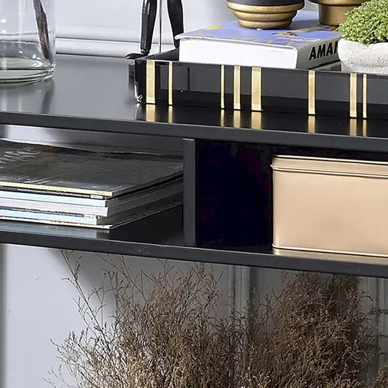 Raven Glam 48-Zoll-Stahl-3-Ablagen-Konsolentisch von Furniture of America