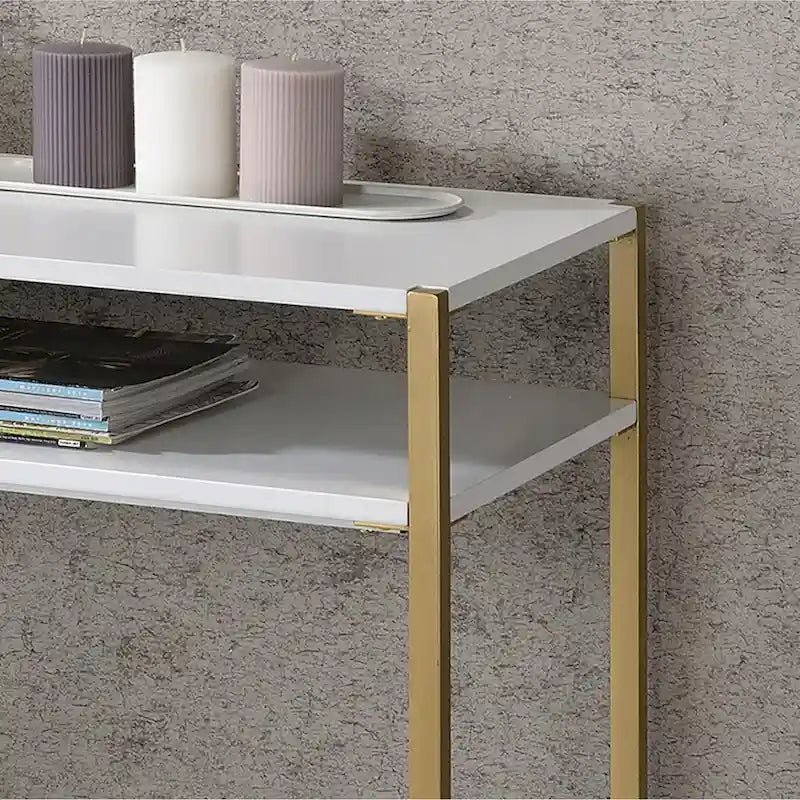 Raven Glam 48-Zoll-Stahl-3-Ablagen-Konsolentisch von Furniture of America