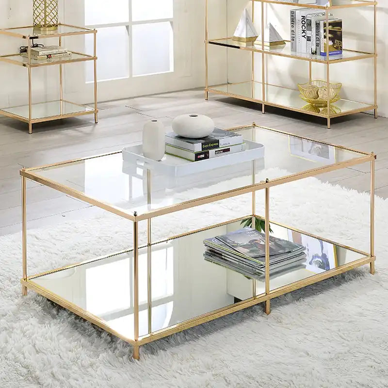 Scoles Contemporary 42-Zoll-Couchtisch mit Glasablage von Furniture of America