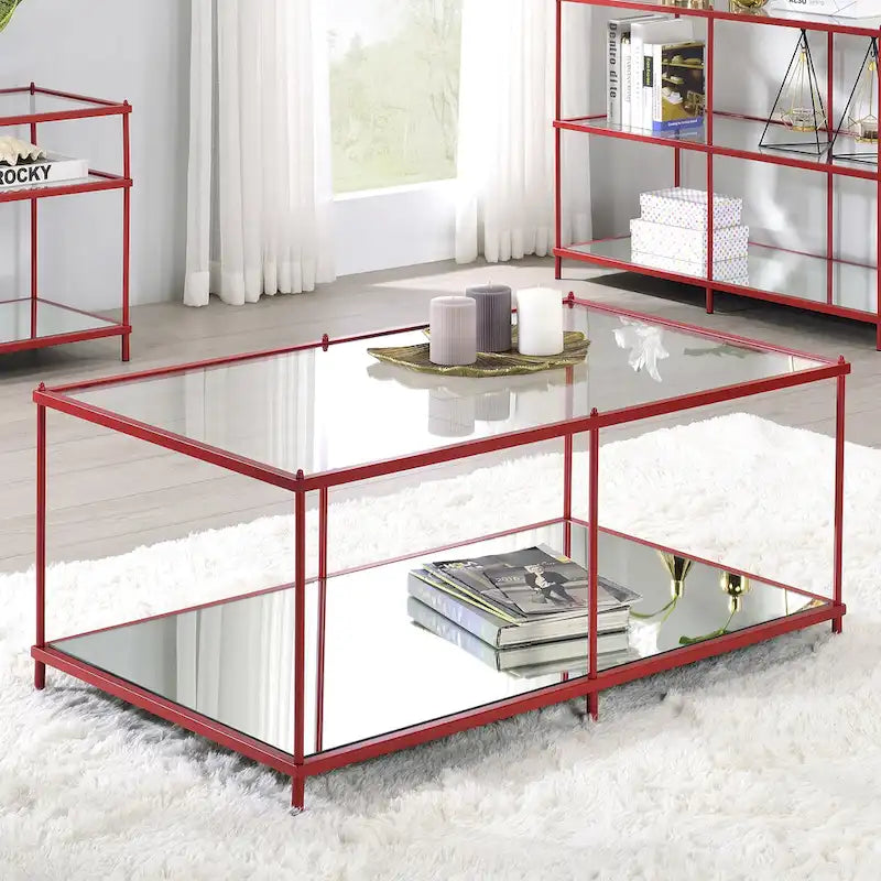 Scoles Contemporary 42-Zoll-Couchtisch mit Glasablage von Furniture of America
