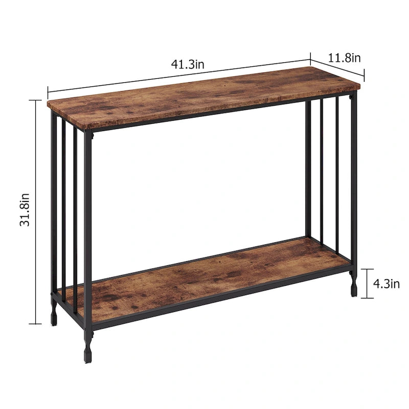 2-stöckiger Retro-Konsolentisch mit MDF-Ablage – 41,3