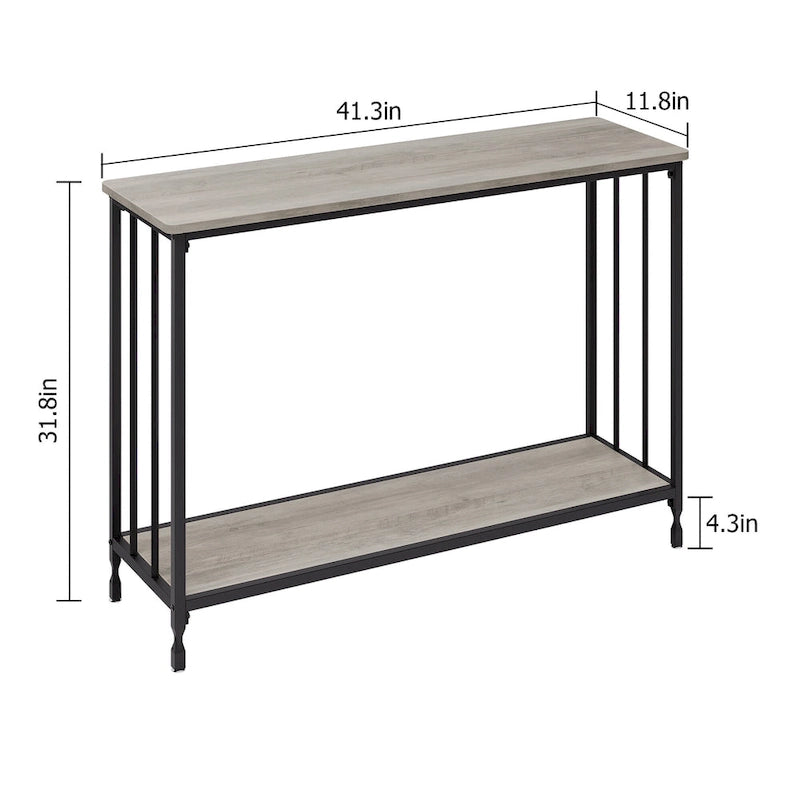 2-stöckiger Retro-Konsolentisch mit MDF-Ablage – 41,3