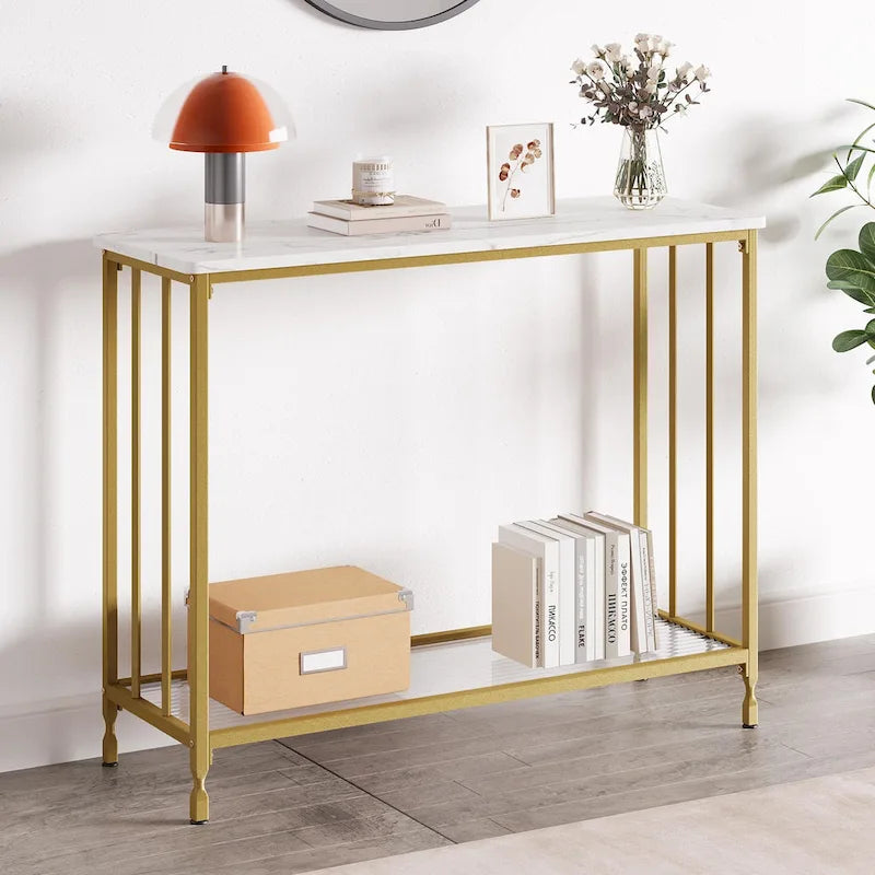 2-stöckiger Retro-Konsolentisch mit MDF-Ablage – 41,3