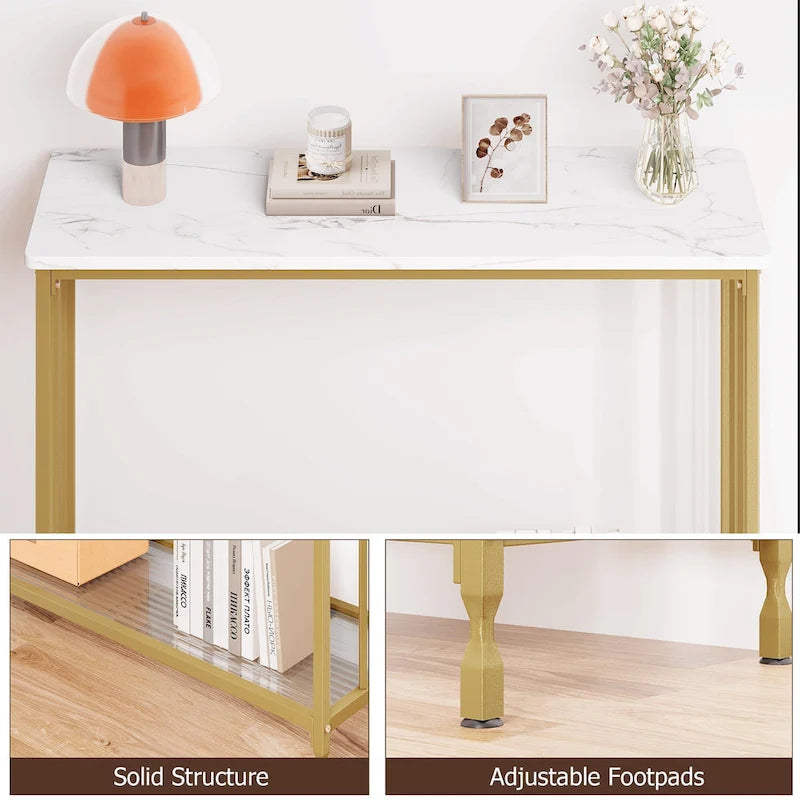 2-stöckiger Retro-Konsolentisch mit MDF-Ablage – 41,3
