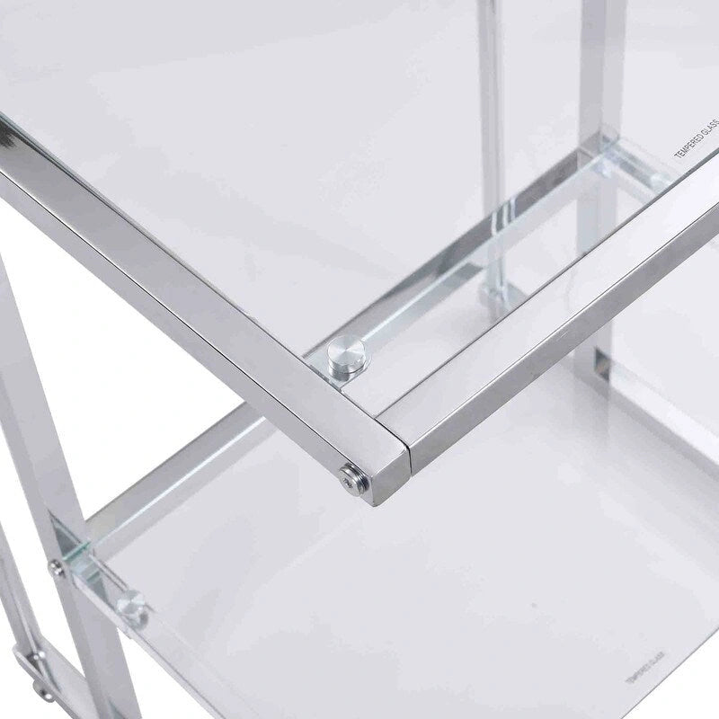 Grondin Beistelltisch im modernen Stil, 2 Etagen, Sofa-Beistelltisch mit Ablagen aus gehärtetem Glas und Metallgestell