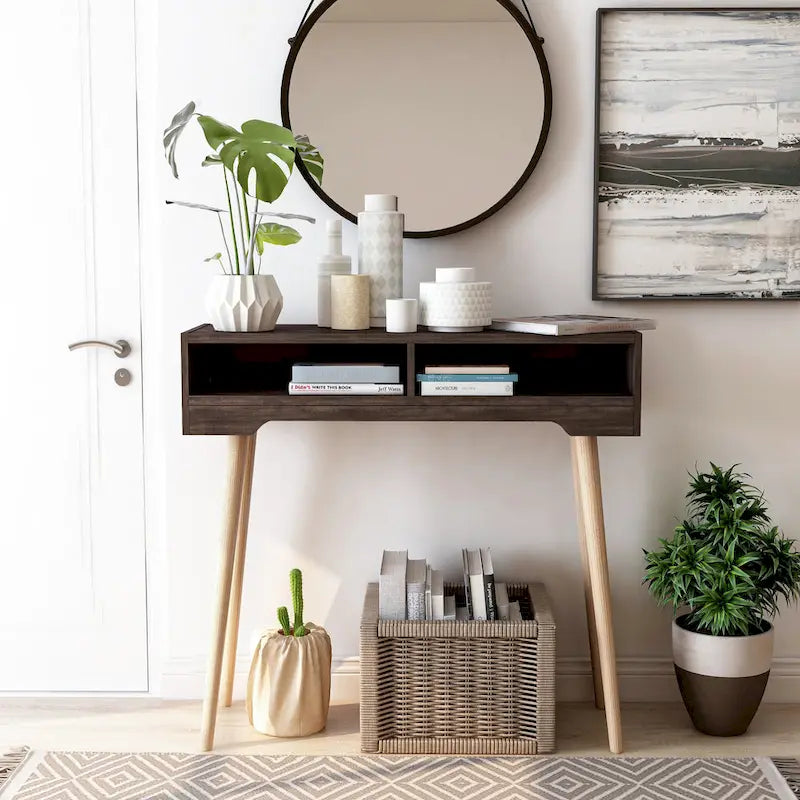 Sury Mid-Century Modern 36-inch 2-Shelf Console Table by Furniture of America