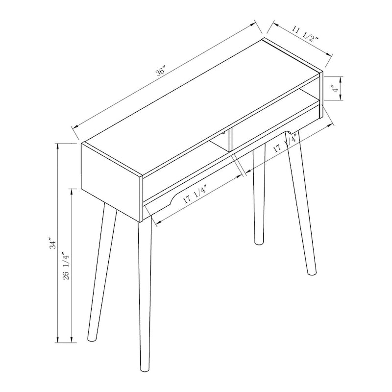 Sury Mid-Century Modern 91 cm Konsolentisch mit 2 Ablagen von Furniture of America