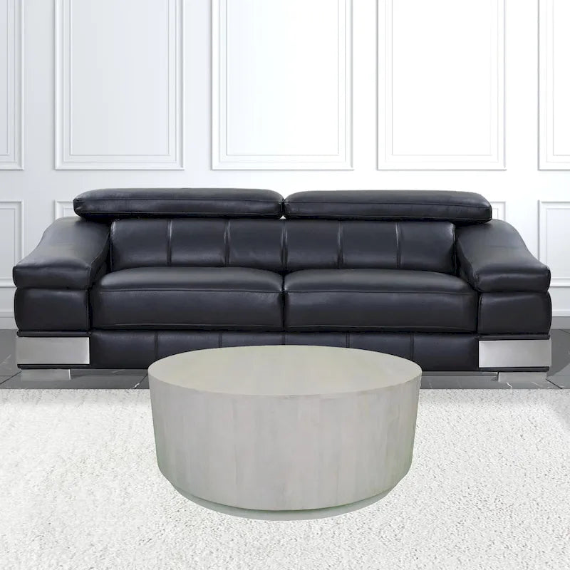 HomeRoots42 Rustikaler runder Couchtisch aus massivem Holz, weiß, Used-Look – 42
