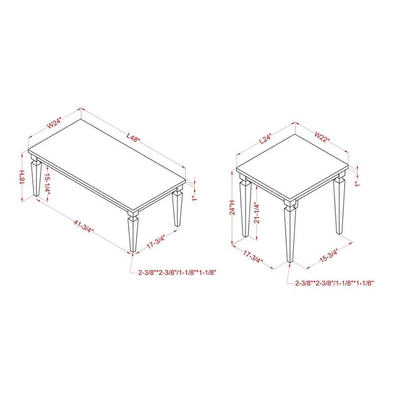 Nomara French Country 48 Zoll Massivholz 3-teiliges Couchtisch-Set von Furniture of America