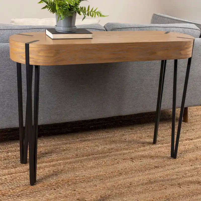 Astoria Holz-Konsolentisch mit Haarnadelbeinen aus Metall – 106,7 L x 35,6 B x 77,0 H cm