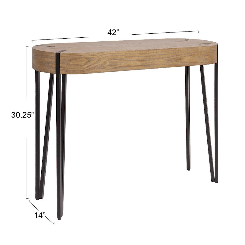 Astoria Holz-Konsolentisch mit Haarnadelbeinen aus Metall – 106,7 L x 35,6 B x 77,0 H cm