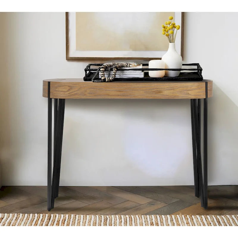 Astoria Holz-Konsolentisch mit Haarnadelbeinen aus Metall – 106,7 L x 35,6 B x 77,0 H cm